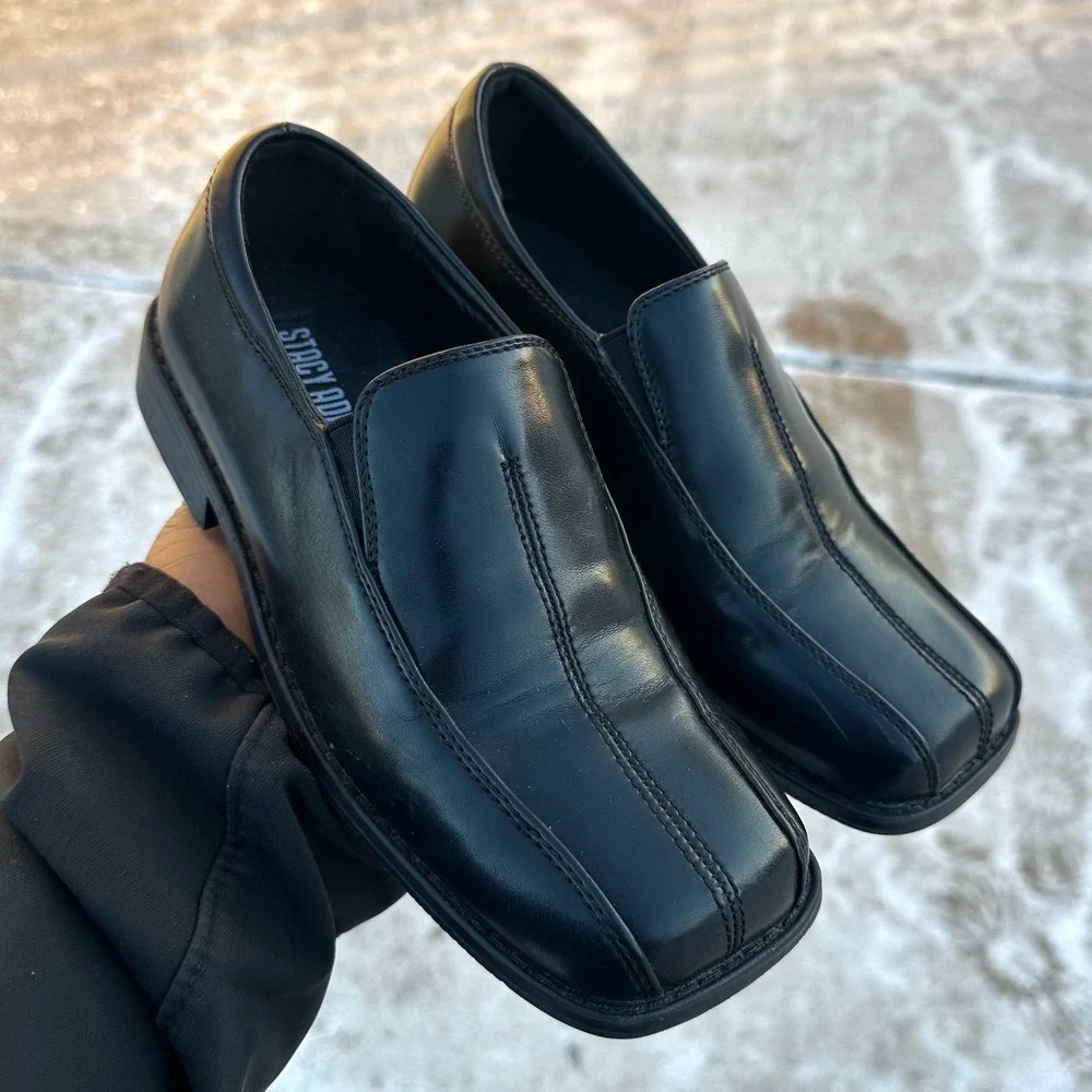 Stacy Adams‎ Little Boys Slip On Faux Leather Loafers Size 2 Black Dress Shoes